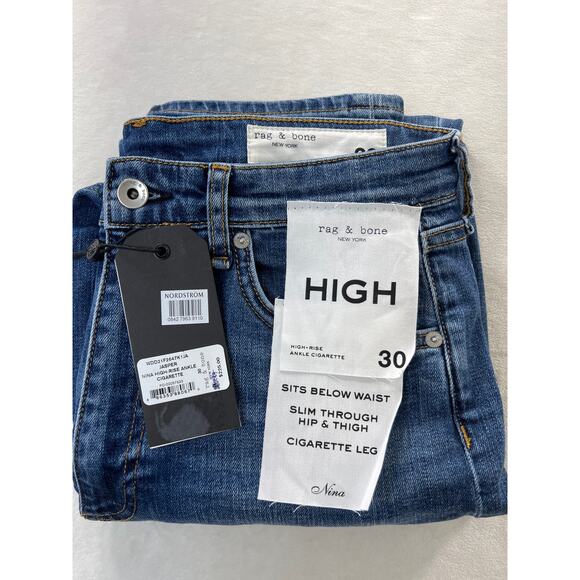 rag & bone Denim Jean Nina High Rise Ankle Cigarette Jasper - Picture 3 of 13